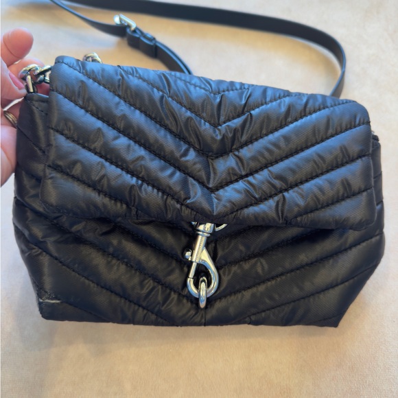 Rebecca Minkoff Edie Quilted Nylon Crossbody Bag • black - Picture 4 of 14